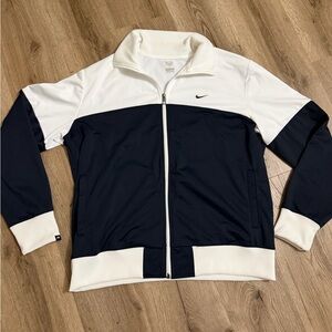 Nike White and Navy Zip Front Athletic Jacket
